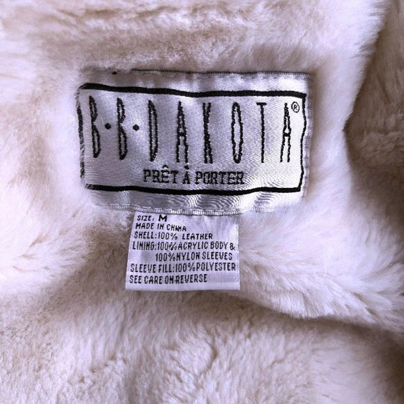 Vintage BB DAKOTA Pret a Porter Distressed Suede Shearling Jacket Coat Size M - Picture 10 of 10